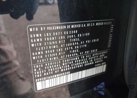 2021 Volkswagen Tiguan 2.0T Se/2.0T Se R-Line Black/2.0T Sel from USA, damaged, VIN 3VV2B7AX6MM069268